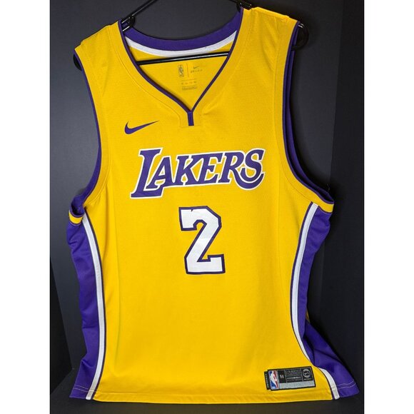 Nike Lonzo Ball Los Angeles Lakers Jersey Swingman Mens 2XL Yellow #2 LA - Picture 1 of 8